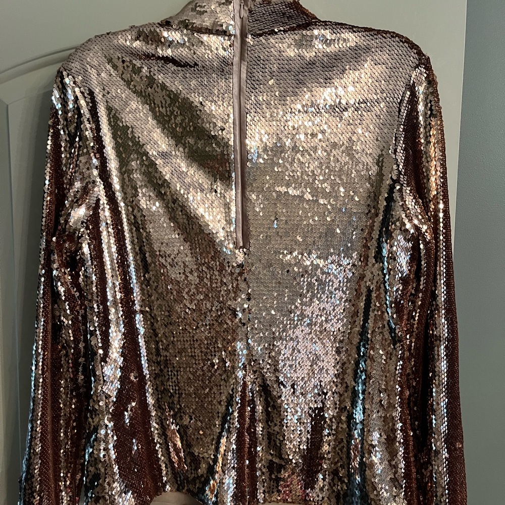 Ted Baker long sleeve sequin mock turtleneck top - Picture 3 of 6